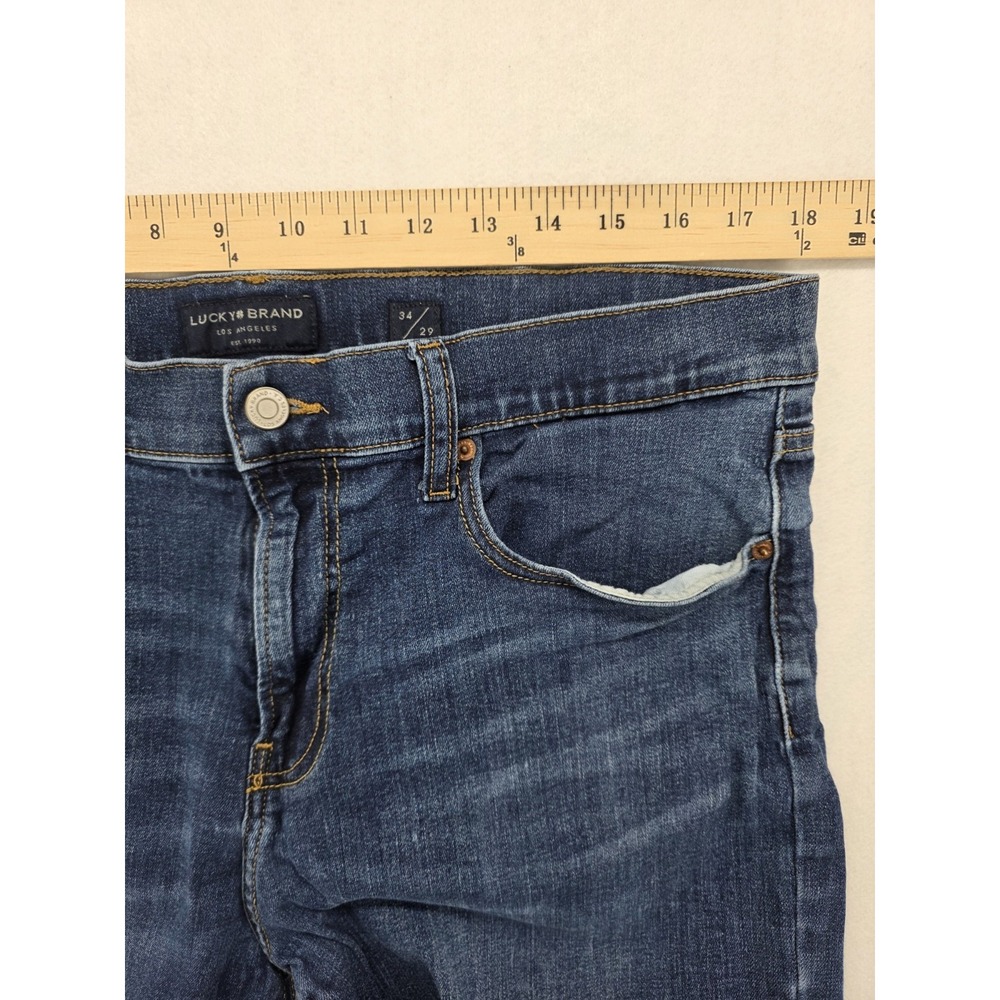 Lucky Brand 410 Athletic Straight Jeans Mens 34x29 Blue Stretch Denim - Picture 2 of 12